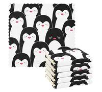 FRODOTGV Cute Penguins Soft Print Kitchen Towels and Dishcloths Sets Microfiber Quick Dry 6 Pack Tea Towels for Kitchen for Bathroom Sink