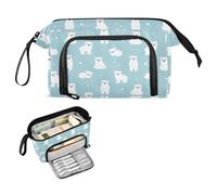 FRODOTGV Cute Polar Bear Pencil Cases Large Capacity Artist Pencil Case with Handle Extra Large Pencil Case for Boys Preppy School Supplies