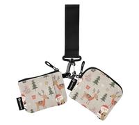 FRODOTGV Cute Santa Reindeer Women's Coin Pouches Card Holder Mini Fashion Card Money Holder with Zipper Coin Pocket for Women Men 2 Packs, Cute Santa Reindeer, One Size