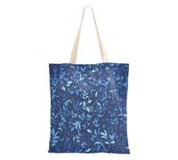 FRODOTGV Dark Blue Leaves Canvas Tote Bag | Polyester Canvas Tote Bag with Magnetic Snap Closure
