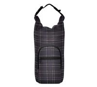 FRODOTGV Dark Buffalo Plaid Check Sling Backpack with Water Bottle Holder Portable Drawstring Backpack with Pockets and Water Bottle Holder Bottle Water Holder Fits 20/24/32/40 oz Bottles