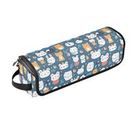 FRODOTGV Evil Eye Circle White 2-in-1 Curling Iron Travel Case for Women, Large Open Flat Bags and Heat Resistant Mat with Zipper for Flat Irons, Straighteners, Cute Animals Seamless Pattern, One Size