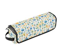 FRODOTGV Evil Eye Circle White 2-in-1 Curling Iron Travel Case for Women, Large Open Flat Bags and Heat Resistant Mat with Zipper for Flat Irons, Straighteners, Colored Succulents and Cactus Floral