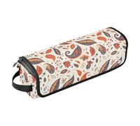FRODOTGV Evil Eye Circle White 2-in-1 Curling Iron Travel Case for Women, Large Open Flat Bags and Heat Resistant Mat with Zipper for Flat Irons, Straighteners, Colorful Paisley Pattern, One Size