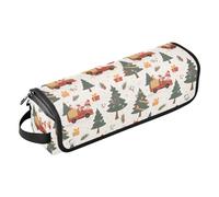 FRODOTGV Evil Eye Circle White 2-in-1 Curling Iron Travel Case for Women, Large Open Flat Bags and Heat Resistant Mat with Zipper for Flat Irons, Straighteners, Cute Christmas Tree Red Truck, One Size