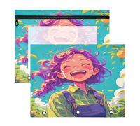 FRODOTGV Excited Farmer Green Pencil Binder Pouches Portable 3 Rings Pocket for A4 Paper Letter 2 Pack Teacher Home Supplies