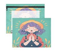 FRODOTGV Excited Farmer Pencil Bag Pouches with Zipper 3-Holes Pocket for A4 Paper Letter 2 Pack Teacher Art Supplies Storage