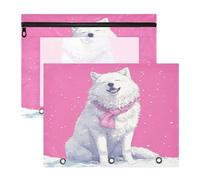 FRODOTGV Excited Wolfs Pink Binder pencil poucheses with Zipper Plastic File Folder for A4 Paper Letter 2 Pack Teacher Art Supplies Storage