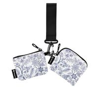 FRODOTGV Fantasy Flowers Retro Vintage Jacobean Blue Women's Coin Pouches Card Holder Cute Fashion Coin Purse Change Holder with Zipper Coin Pocket for Ladies Girls 2 Packs, Fantasy Flowers Retro, One