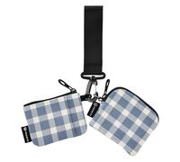 FRODOTGV Farmhouse Buffalo Plaid Blue Women's Coin Pouches Card Holder Thin Flat Money Organizers with Wristle Strap for Ladies Girls 2 Packs, Farmhouse Buffalo Plaid Blue, One Size