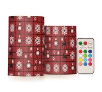 FRODOTGV Flameless Light Candles Set of 2 with Color Changing Timer Remote Control for Wedding Party Holiday Decor, Christmas Red Cross - Stitch Snowflakes Baubles Deer