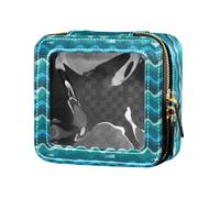 FRODOTGV Floating Whales Blue Waves Clear Make Up Bag Toiletry Bags Cosmetic Organizer Case for Traveling, Floating Whales, One Size