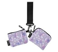 FRODOTGV Floral Lilac Colors Contemporary Women's Change Wallet Card Cases Large Capacity Women's Money Organizers with Keychain for Work Travel 2 Packs, Floral Lilac Colors Contemporary, One Size