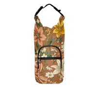 FRODOTGV Florals Lilies Terracotta Water Bottle Carrier Bag with Phone Pocket Adjustable Insulated Water Bottle Bag Hiking Gear Water Bottles Backpack Fits 20/24/32/40 oz Bottles