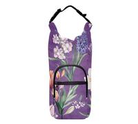 FRODOTGV Flower Lavender Flowers Purple Sling with Water Bottle Holder Multi Size Water Bottle Carrying Bag Water Bottle Belt Holder Fits 20/24/32/40 oz Bottles