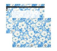 FRODOTGV FLOWERs Pale Blue pencil poucheses Portable Storage Bag for A4 Paper Letter 2 Pack Teacher College Supplies