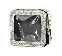 FRODOTGV Folk Floral Geometric Concentric Shapes Clear Makeup Bag Travel Bags for Toiletries Makeup Bag Organizer for Travel, Folk Floral, One Size