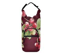 FRODOTGV Fresh Fruit Burgundy Water Bottle Carriers Multi Size Drawstring Backpack with Pockets and Water Bottle Holder Hiking Water Bottle Backpack Fits 20/24/32/40 oz Bottles