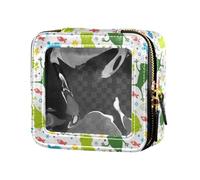 FRODOTGV Frogs Fishes Clear Makeup Bag Small Waterproof Travel Toiletry Bag Skin Care Bag for Flying, Frogs Fishes, One Size