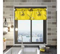 FRODOTGV Funny Bees Happy Yellow Window Valances for Kitchen Window Living Room 54 by 18 Inch Kitchen Window Valance Over Sink 1 Panel Mini Curtain