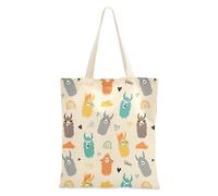 FRODOTGV Funny Llamas Alpacas Rainbow Yellow Canvas Book Tote Bag for Teen Girls Reusable Teacher Tote Bag Shopping Cloth Bag with Pocket for Grocery Work Picnic, Llamas Alpacas, 15" x 16.3"