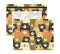 FRODOTGV Giant Bear Faces Binder pencil poucheses with 3 Reinforced Grommets 3 Hole Pocket for A4 Paper Letter 2 Pack Students College Supplies