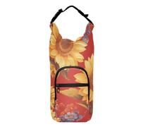 FRODOTGV Glowing Sunflower Red Water Bottle Waist Pack Space-Saving Drawstring Backpack with Pockets and Water Bottle Holder Cross Body Water Bottle Holder Fits 20/24/32/40 oz Bottles