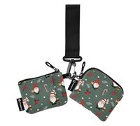 FRODOTGV Gnomes Holly Candy Canes Christmas Women's Coin Purses Card Cases Small Detachable Zipper Purse Wallet with Zipper Coin Pocket for Women Men 2 Pcs, Gnomes Holly Candy Canes, One Size