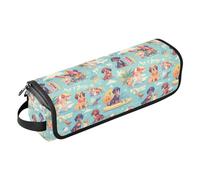 FRODOTGV Gold Star 2-in-1 Curling Iron Travel Case for Women, Portable Essentials Storage with Heat Resistant Mat for Flat Irons Hot Tools and Haircare Accessories, Dachshund Dreams Of A Bone, One