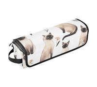 FRODOTGV Hair Tool Travel Bag for Women Waterproof Curling Iron Travel Case with Heat Resistant Pad for Curling Iron Straightener Flat Hair Dryer, Cartoon Siamese Cats White, 19, One Size