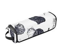 FRODOTGV Hair Tool Travel Bag for Women Waterproof Curling Iron Travel Case with Heat Resistant Pad for Curling Iron Straightener Flat Hair Dryer, Cartoon Siamese Cats White, 05, One Size