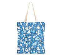 FRODOTGV Hallowmas All Saints' Day Pattern Blue Reusable blanks Totes for Girl Cloth Bag with Handles