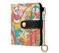 FRODOTGV Happy Animals Women's Folding Wallet For Women Cute Everyday PU Leather for