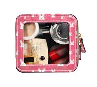 FRODOTGV Happy Easter Rabbit Bunny Peach Clear Makeup Bag Small Toiletry Bag Mini Makeup Containers, Happy Easter Rabbit Bunny Peach, One Size