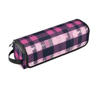 FRODOTGV Herringbone Houndstooth Checked Hot Pink Navy Blue Cows Hair Tools Travel Bag with Removable Heat Resistant Mat Hair Accessories Organizer Waterproof Curling Iron Travel Case