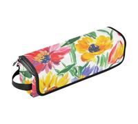 FRODOTGV Hot Hair Tools Travel Bag Case for Women with Removable Heat Resistant Mat, Spring Flowers Cactus Delphinium Amaryllis Sage Green for Straigheners, Curling Iron, Hair Dryer, 03, One Size