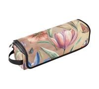 FRODOTGV Hot Hair Tools Travel Bag Case for Women with Removable Heat Resistant Mat, Spring Flowers Cactus Delphinium Amaryllis Sage Green for Straigheners, Curling Iron, Hair Dryer, 10, One Size