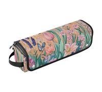 FRODOTGV Hot Hair Tools Travel Bag Case for Women with Removable Heat Resistant Mat, Spring Flowers Cactus Delphinium Amaryllis Sage Green for Straigheners, Curling Iron, Hair Dryer, 11, One Size
