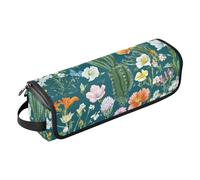 FRODOTGV Hot Hair Tools Travel Bag Case for Women with Removable Heat Resistant Mat, Spring Flowers Cactus Delphinium Amaryllis Sage Green for Straigheners, Curling Iron, Hair Dryer, 18, One Size