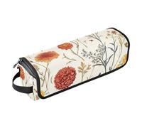 FRODOTGV Hot Hair Tools Travel Bag Case for Women with Removable Heat Resistant Mat, Spring Flowers Cactus Delphinium Amaryllis Sage Green for Straigheners, Curling Iron, Hair Dryer, 12, One Size