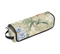 FRODOTGV Hot Hair Tools Travel Bag Case for Women with Removable Heat Resistant Mat, Spring Flowers Cactus Delphinium Amaryllis Sage Green for Straigheners, Curling Iron, Hair Dryer, 08, One Size