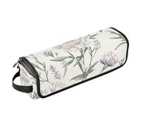 FRODOTGV Hot Hair Tools Travel Bag Case for Women with Removable Heat Resistant Mat, Spring Flowers Cactus Delphinium Amaryllis Sage Green for Straigheners, Curling Iron, Hair Dryer, 14, One Size