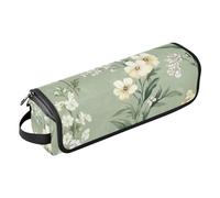 FRODOTGV Hot Hair Tools Travel Bag Travel Accessory with Heat Resistant Mat, Spring Flowers Cactus Delphinium Amaryllis Sage Green for Hot Tools Curling Iron Flat Irons Hair Volumizer Styler, 03, One