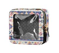 FRODOTGV Illustration Ukrainian Folk Pattern Clear Make Up Bag Mini Cosmetic Containers for Girls Women Transparent Storage Bags