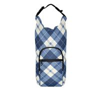FRODOTGV Indigo Buffalo Checks Waterbottle Sling Functional Drawstring Backpack with Bottle Holder Water Bottle Holder for Hiking Fits 20/24/32/40 oz Bottles