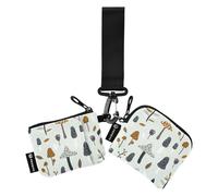 FRODOTGV Jungle Mushrooms Floral Green Dual Wristlet Wallets for Women Large Capacity Business Card Case Money Organizer with Keychain for Ladies Girls 2 Pcs, Jungle Mushrooms, One Size