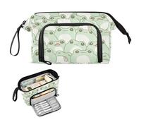 FRODOTGV Kawaii Frog Pencil Case with Zipper, Large Capacity, 40-60 Pens, 2 Inner Pockets, Unisex, Funny Cute Frog Pattern, 9.45 x 3.74 x 5.91 inches, 0.2 kg, Stationery Bag, Pencil Case