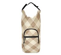 FRODOTGV Khaki Ginghams Small Backpack with Water Bottle Holder Easy-to-Carry Insulated Water Bottle Holder Hiking Water Bottle Carrier Fits 20/24/32/40 oz Bottles