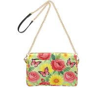 FRODOTGV Ladies Crossbody Purse 2.5L Capacity | Waterproof PU Leather Full Printed Design Multi Pocket Lightweight Beach Outdoor Activities Watercolor Red Rose