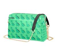 FRODOTGV Ladies Crossbody Purse 2.5L Capacity | Waterproof PU Leather Metal Hardware Zipper Compartments Easy To Clean Work Sightseeing Aqua T-rex
